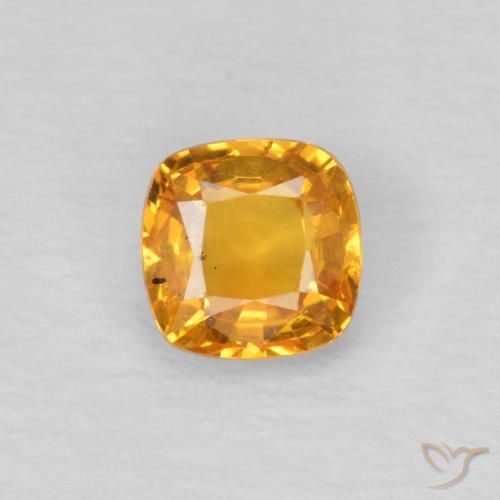 0.41ct Natural Dorado naranja Zafiro, Forma Cojín, VS