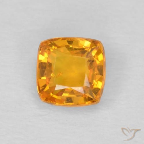 0.60ct Natural Dorado naranja Zafiro, Forma Cojín, VS