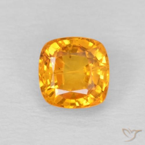 0.62ct Natural Dorado naranja Zafiro, Forma Cojín, VS