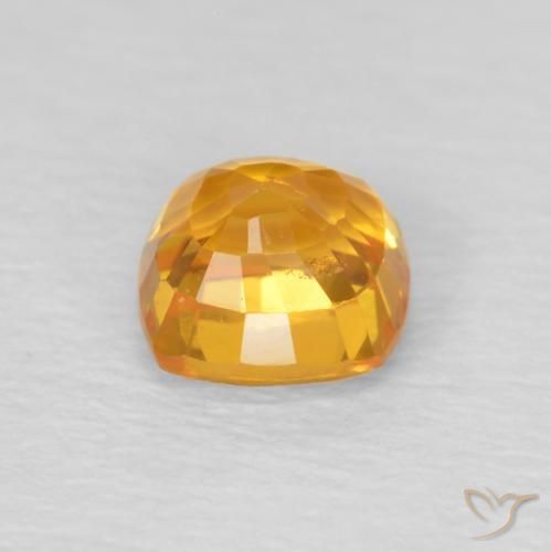 Zafiro Naranja medio natural de 0.70 ct, Forma Cojín, VS