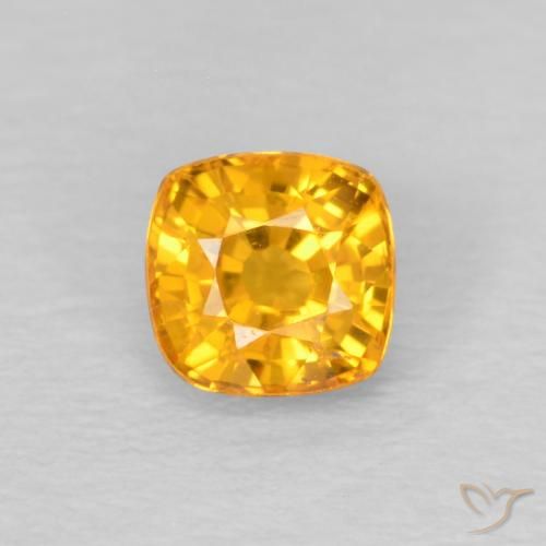 0.53ct Natural Dorado naranja Zafiro, Forma Cojín, VS