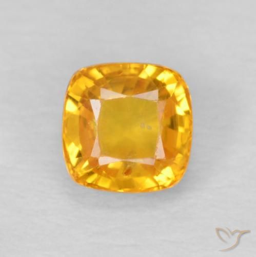 0.77ct Natural Naranja medio Zafiro, Forma Cojín, VS
