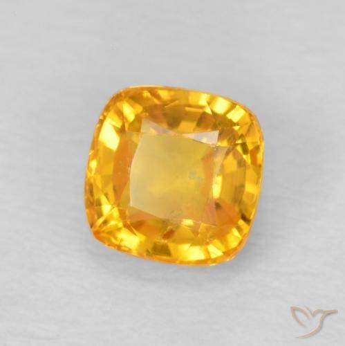Zafiro Naranja medio natural de 0.77 ct, Forma Cojín, VS
