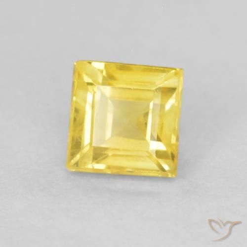Zafiro Amarillo medio natural de 0.60 ct, Cuadrado, VVS-VS