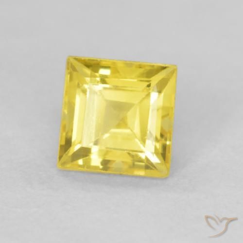 Zafiro Amarillo miel natural de 0.57 ct, Cuadrado, VVS-VS