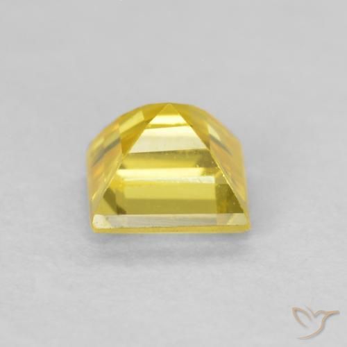 Zafiro Amarillo miel natural de 0.57 ct, Cuadrado, VVS-VS