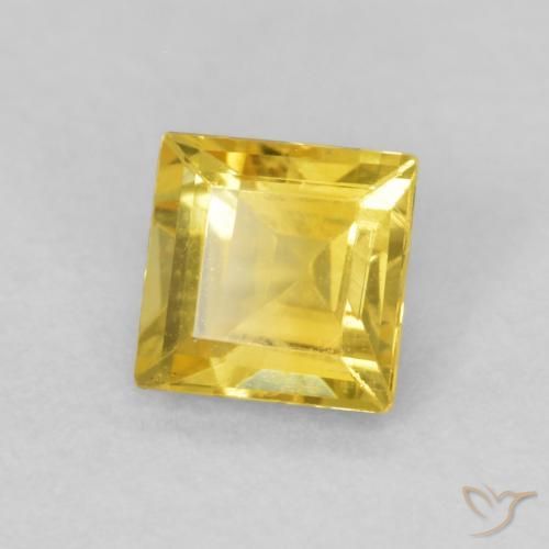 Zafiro Amarillo miel natural de 0.49 ct, Cuadrado, VVS-VS