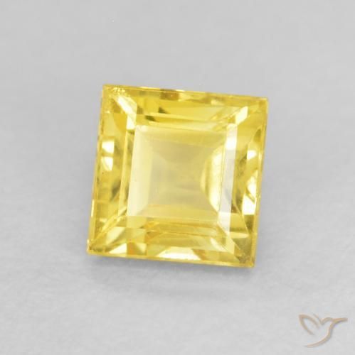 Zafiro Amarillo miel natural de 0.63 ct, Cuadrado, VS