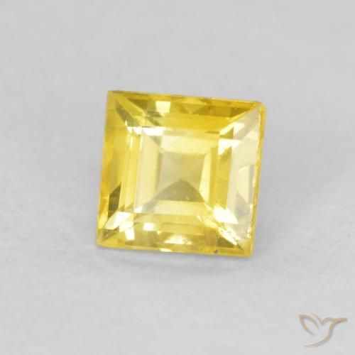 Zafiro Amarillo medio natural de 0.52 ct, Cuadrado, VS