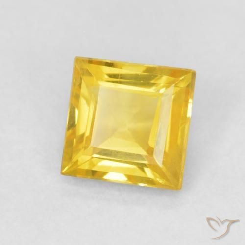 Zafiro Naranja dorado natural de 0.56 ct, Cuadrado, VS