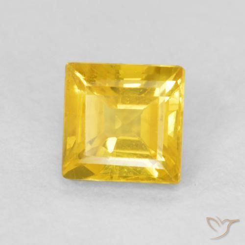 Zafiro Amarillo miel natural de 0.59 ct, Cuadrado, VS