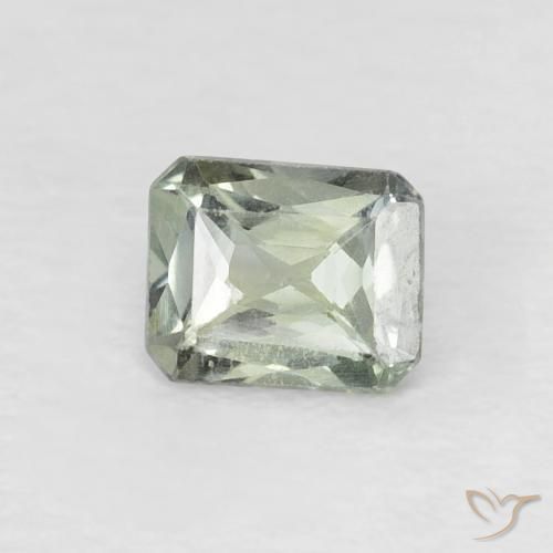 Zafiro Verde gris natural de 0.55 ct, Corte Octágono / Esmeralda, VS