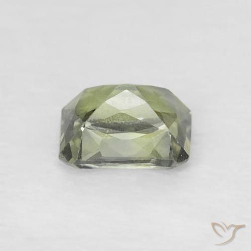 Zafiro Verde gris natural de 0.55 ct, Corte Octágono / Esmeralda, VS
