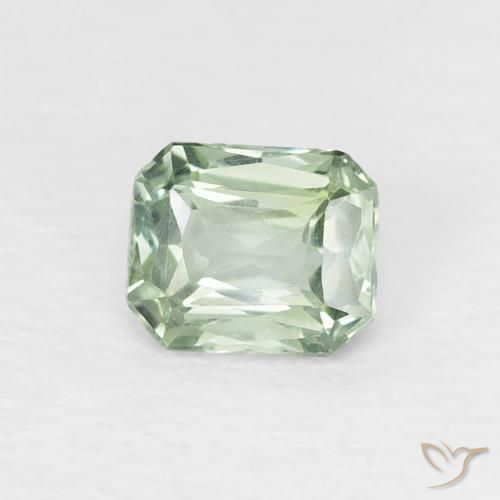 Zafiro Verde pálido natural de 0.52 ct, Corte Octágono / Esmeralda, VVS