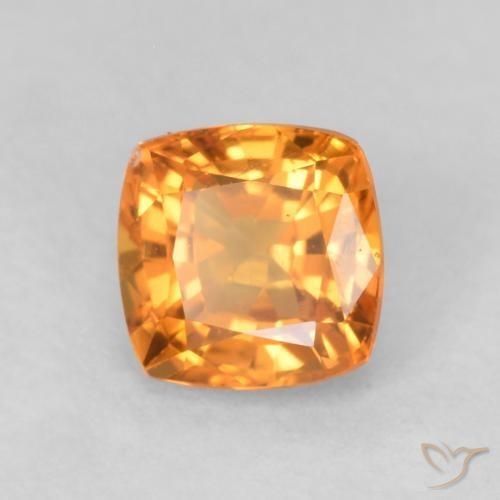 Zafiro Naranja medio natural de 0.60 ct, Forma Cojín, VVS-VS