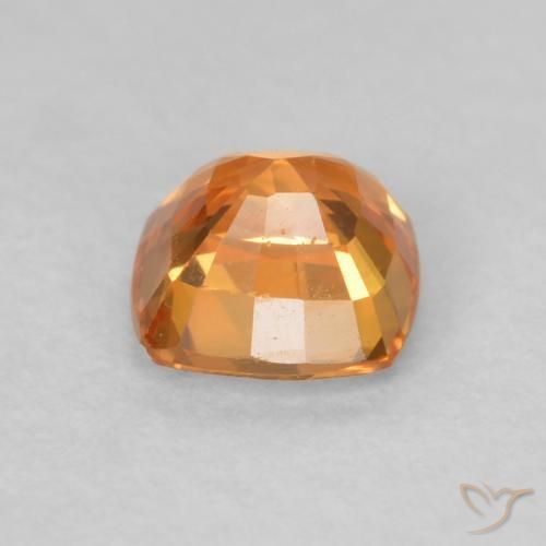 Zafiro Naranja medio natural de 0.60 ct, Forma Cojín, VVS-VS