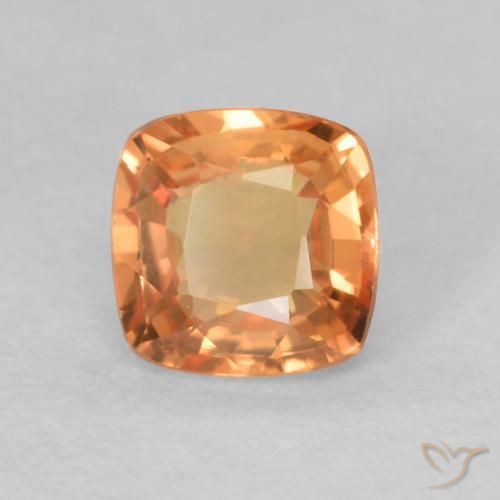Zafiro Naranja medio natural de 0.50 ct, Forma Cojín, VVS-VS