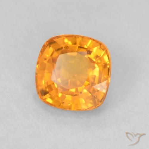 Zafiro Naranja claro natural de 0.48 ct, Forma Cojín, VVS-VS
