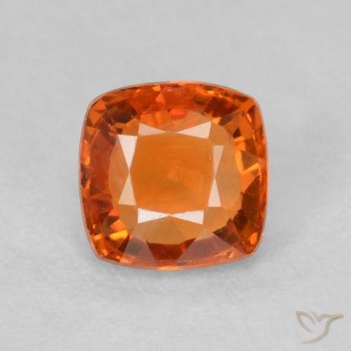 0.55ct Natural Naranja fuego Zafiro, Forma Cojín, VVS-VS