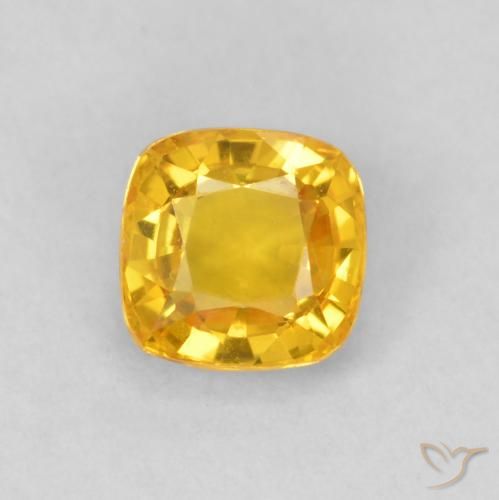 0.62ct Natural Dorado claro Zafiro, Forma Cojín, VVS
