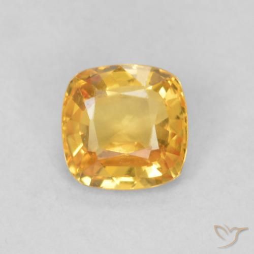 0.54ct Natural Dorado naranja Zafiro, Forma Cojín, VVS