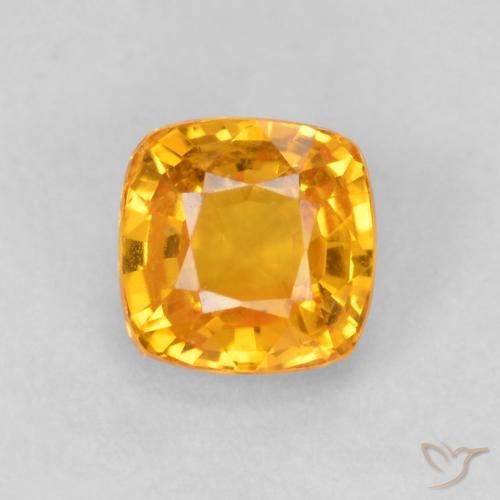 0.76ct Natural Dorado naranja Zafiro, Forma Cojín, VVS