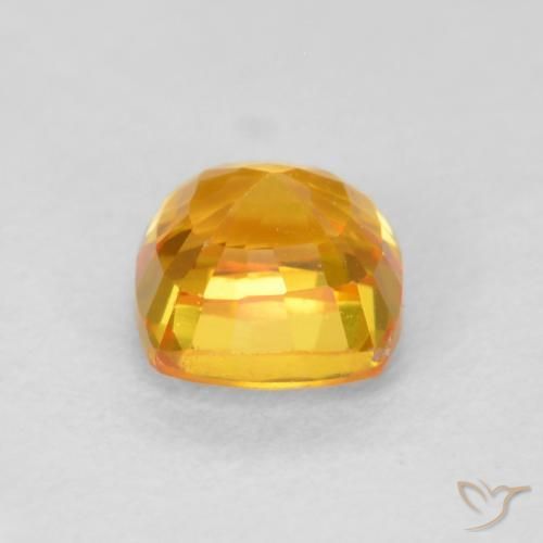Zafiro Naranja dorado natural de 0.78 ct, Forma Cojín, VVS
