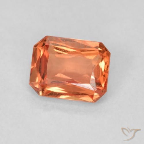 Zafiro Roja Anaranjada natural de 0.55 ct, Corte Octágono / Esmeralda, VS