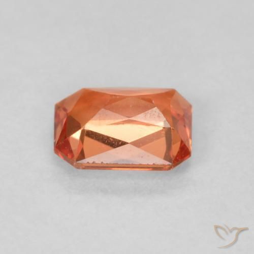 Zafiro Roja Anaranjada natural de 0.55 ct, Corte Octágono / Esmeralda, VS