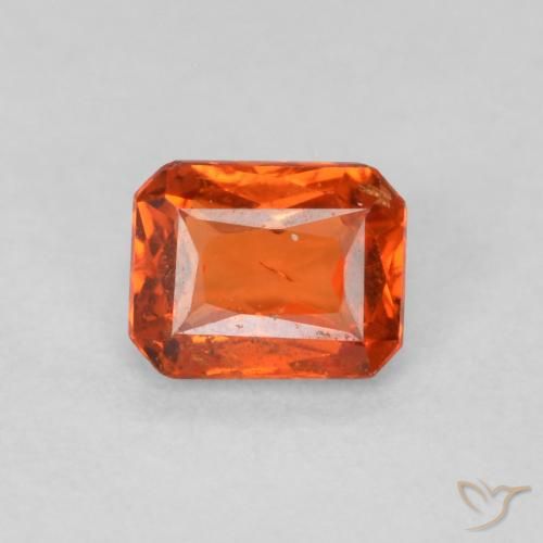 0.47ct Natural Ámbar naranja Zafiro, corte esmeralda, SI