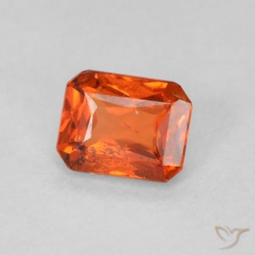 Zafiro Ámbar naranja natural de 0.47 ct, Corte Octágono / Esmeralda, SI