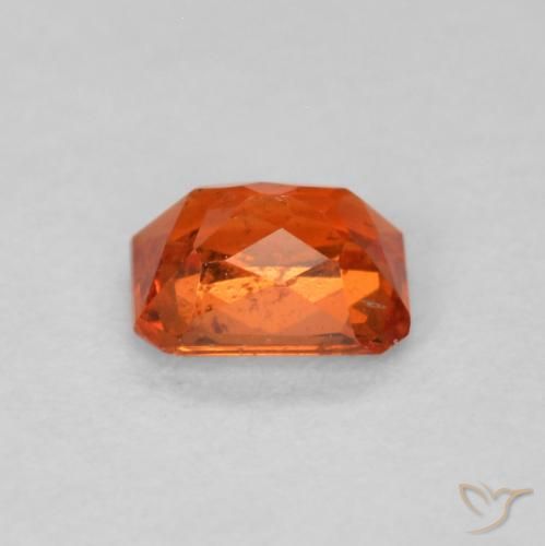 Zafiro Ámbar naranja natural de 0.47 ct, Corte Octágono / Esmeralda, SI