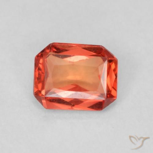 0.49ct Natural Naranja rojizo Zafiro, corte esmeralda, VS