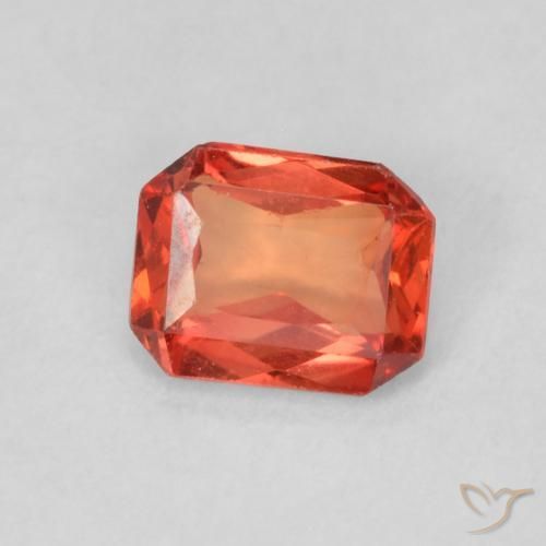Zafiro Naranja rojizo natural de 0.49 ct, Corte Octágono / Esmeralda, VS