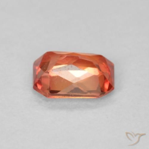 Zafiro Naranja rojizo natural de 0.49 ct, Corte Octágono / Esmeralda, VS