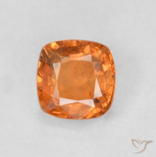 0.69ct Natural Naranja oscuro Zafiro, Forma Cojín, VS