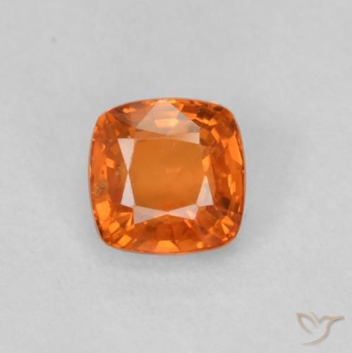 0.49ct Natural Ámbar naranja Zafiro, Forma Cojín, VS