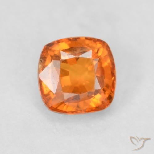 0.67ct Natural Naranja fuego Zafiro, Forma Cojín, VS