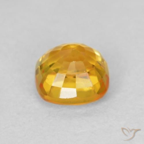 Zafiro Naranja dorado natural de 0.56 ct, Forma Cojín, VVS-VS