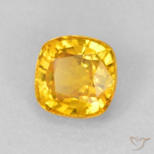 Zafiro Naranja dorado natural de 0.60 ct, Forma Cojín, VVS-VS