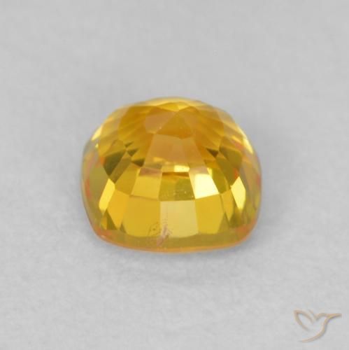 Zafiro Naranja dorado natural de 0.60 ct, Forma Cojín, VVS-VS