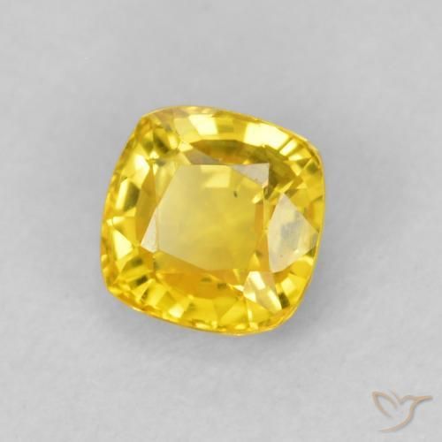 Zafiro Dorado amarillento natural de 0.54 ct, Forma Cojín, VVS-VS