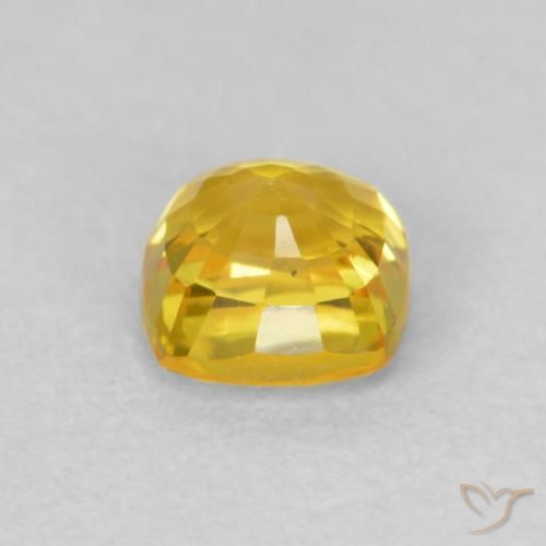 Zafiro Dorado amarillento natural de 0.54 ct, Forma Cojín, VVS-VS