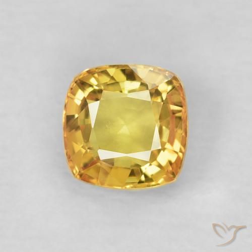 0.60ct Natural Amarillo medio Zafiro, Forma Cojín, VVS-VS