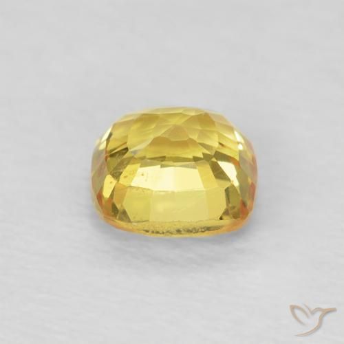 Zafiro Amarillo medio natural de 0.60 ct, Forma Cojín, VVS-VS