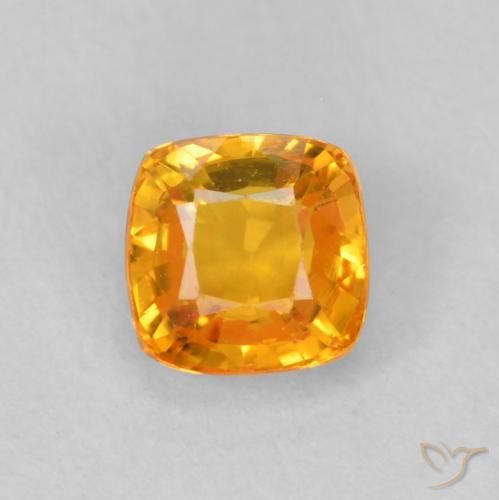 0.52ct Natural Dorado naranja Zafiro, Forma Cojín, VVS-VS