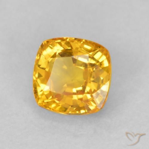 Zafiro Naranja medio natural de 0.60 ct, Forma Cojín, VVS-VS