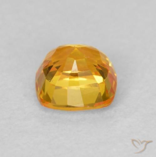 Zafiro Naranja medio natural de 0.60 ct, Forma Cojín, VVS-VS