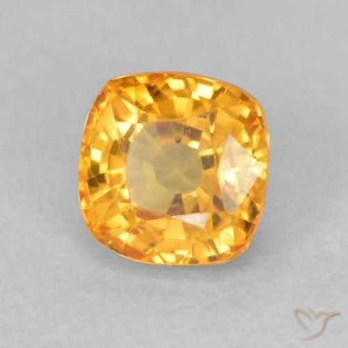 Zafiro Naranja medio natural de 0.73 ct, Forma Cojín, VVS-VS