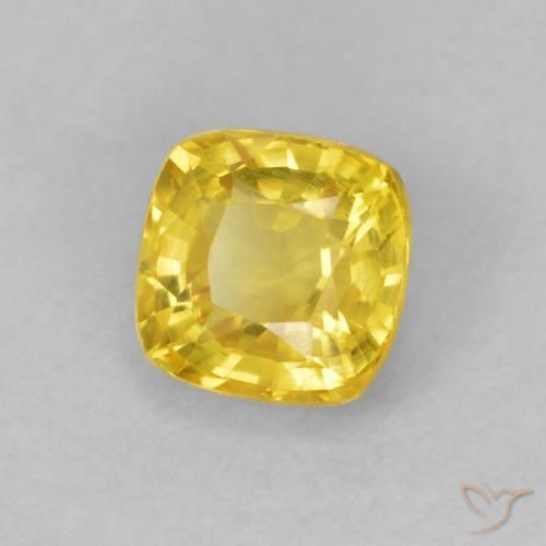 Zafiro Amarillo medio natural de 0.50 ct, Forma Cojín, VVS-VS